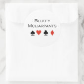 Poker T-shirts: "Bluffy McCliarpants" Ronde Sticker (Tas)
