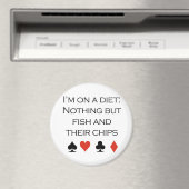 Poker T-shirts: "Niets dan vis en chips" Magneet (Insitu (Vaatwasser))