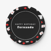 Poker Th-speelkaarten en Red Diamond Birthday Papieren Bordje (Voorkant)