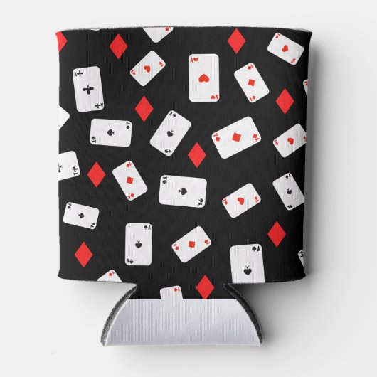 Poker Th-speelkaarten en Red Diamond Pattern Blikjeskoeler (Voorkant)