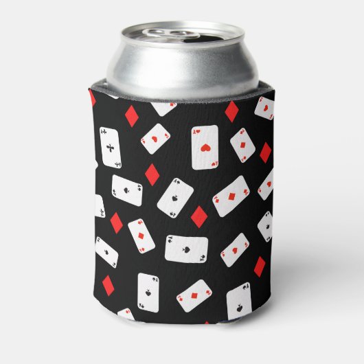 Poker Th-speelkaarten en Red Diamond Pattern Blikjeskoeler (Blikje Achterkant)