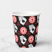 Poker Th-speelkaarten en Red Diamond Pattern Papieren Bekers (Achterkant)