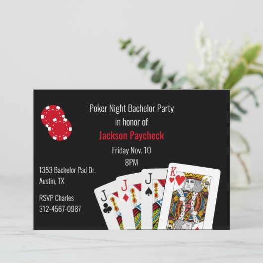 Poker Thema Afscheid Van Het Jonggezellenleven Kaart (Staand voorkant)