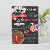 Poker Thema Verjaardagsfeestje Casino Kaart (Staand voorkant)