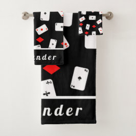 Poker Theme Speekkaarten & Red Diamonds Bad Handdoek