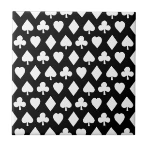 Poker Thleed Art Poker Suits Print Patroon Black Tegeltje