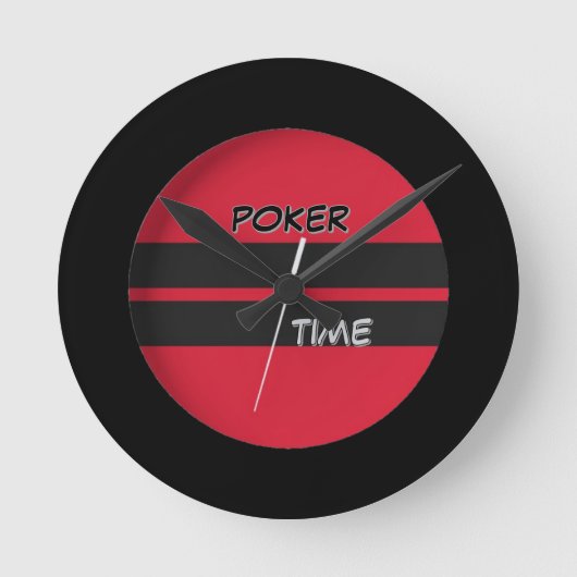 Poker Tijd Rood Zwart Ronde Klok (Voorkant)