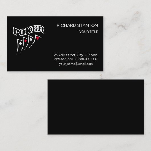 Poker Visitekaartje (Voorkant / Achterkant)