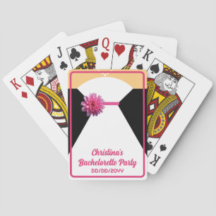 Poker voor vrijgezellenfeest Wit en Roze Bruid Pokerkaarten