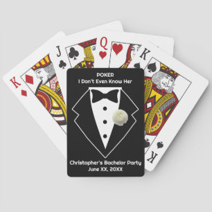 Poker voor vrijgezellenfeest Zwarte Smoking Witte Pokerkaarten