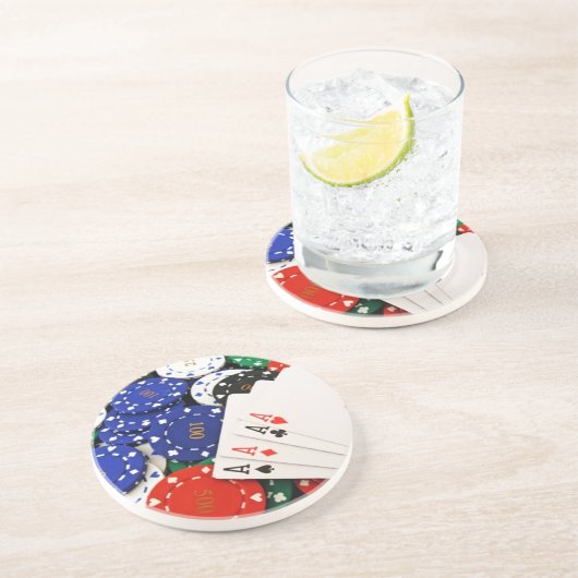 Poker Zandsteen Onderzetter (Zijkant)