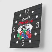 Pokeravond in de Man Cave Vierkante Klok (Hoek)