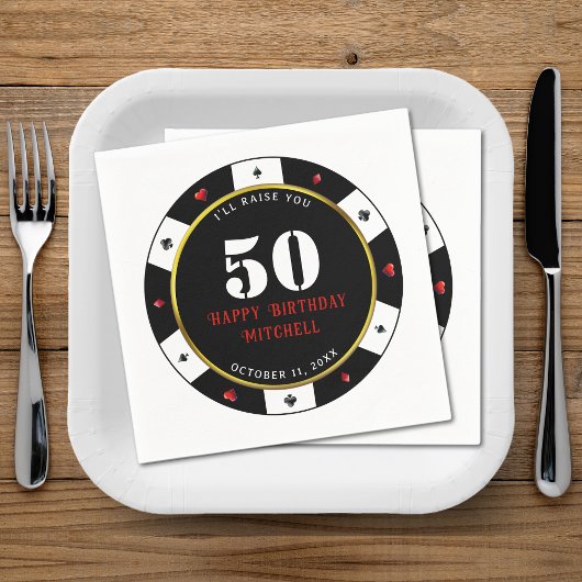 Pokerchip 50ste verfeestdag servet