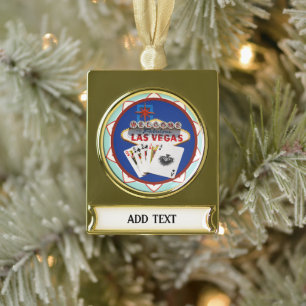 Pokerchip Las Vegas Verguld Banner Ornament