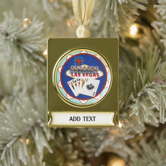 Pokerchip Las Vegas Verguld Banner Ornament (Boom)