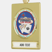 Pokerchip Las Vegas Verguld Banner Ornament (Links)