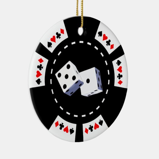 POKERCHIP MET DICE-ORNAMENT KERAMISCH ORNAMENT (Rechts)