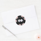 POKERCHIP MET DICE-ORNAMENT RONDE STICKER (Envelop)