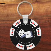 POKERCHIP MET DICE-ORNAMENT SLEUTELHANGER (Voorkant)