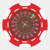 POKERCHIP MET ROULETTEWIEL RONDE STICKER (Voorkant)