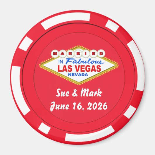 Pokerchipmagneet trouwt in Las Vegas Magneet (Voorkant)
