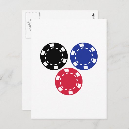 Pokerchips gokken briefkaart (Voorkant / Achterkant)