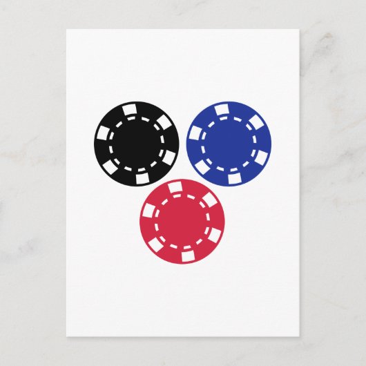 Pokerchips gokken briefkaart (Voorkant)