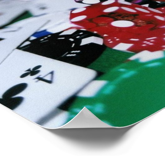 Pokerchips, -Kaarten en -ijs Poster (Hoek)