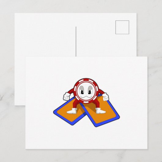 Pokerchips met pokerkaarten briefkaart (Voorkant / Achterkant)