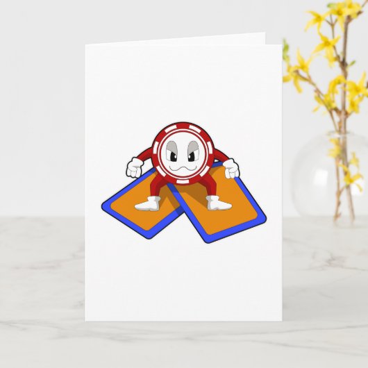 Pokerchips met pokerkaarten kaart (Gele Bloem)