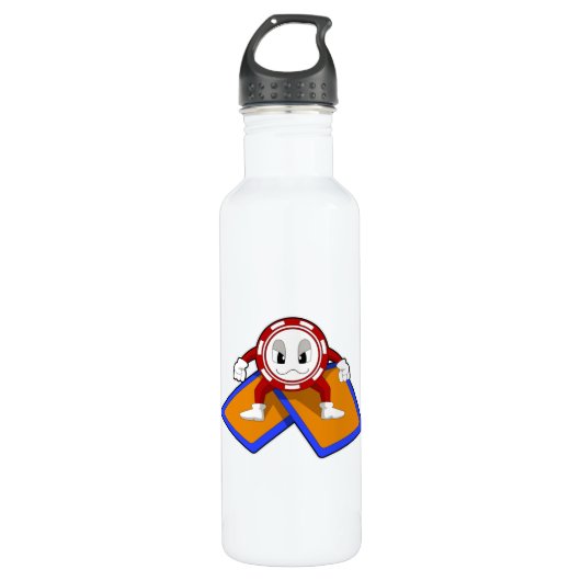 Pokerchips met pokerkaarten waterfles (Voorkant)