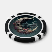 Pokerchips met schedel in de maan en Rozen (Enkel)