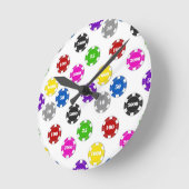 Pokerchips witte muurklok ronde klok (Hoek)