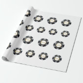 pokerchips zwart wit goudpatroon cadeaupapier (Uitgerold)