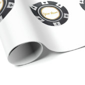 pokerchips zwart wit goudpatroon cadeaupapier (Rol Hoek)