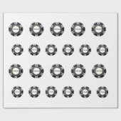  pokerchips zwart wit patroon cadeaupapier (Vlak)