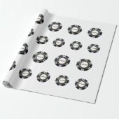  pokerchips zwart wit patroon cadeaupapier (Uitgerold)