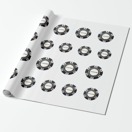  pokerchips zwart wit patroon cadeaupapier (Uitgerold)