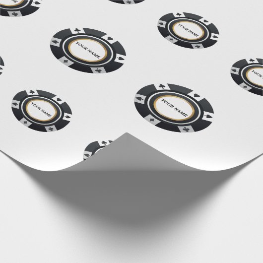 pokerchips zwart wit patroon cadeaupapier (Hoek)