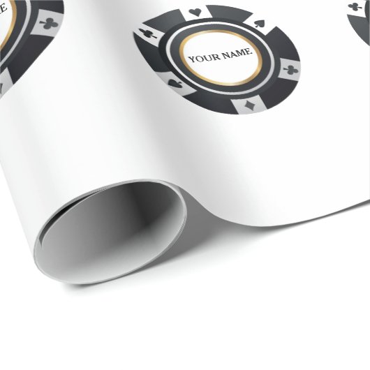  pokerchips zwart wit patroon cadeaupapier (Rol Hoek)