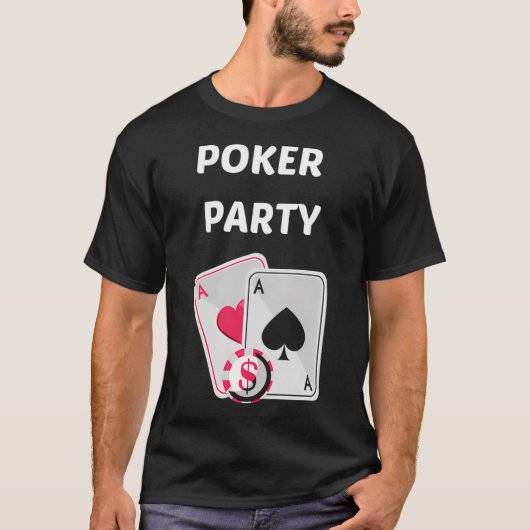 Pokerfeest kaartspel t-shirt (Voorkant)