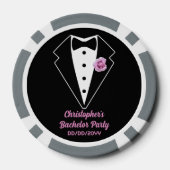 Pokerfeest poker zwart smoking lavendelroos  poker chips (Achterkant)