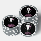 Pokerfeest poker zwarte smoking lavendelroos  poker chips (Opstapeling)