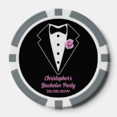 Pokerfeest poker zwarte smoking lavendelroos poker chips (Voorkant)