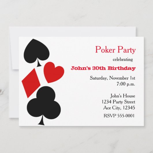 Pokerfeest Speelkaart Hulsels Uitnodigingen (Voorkant)