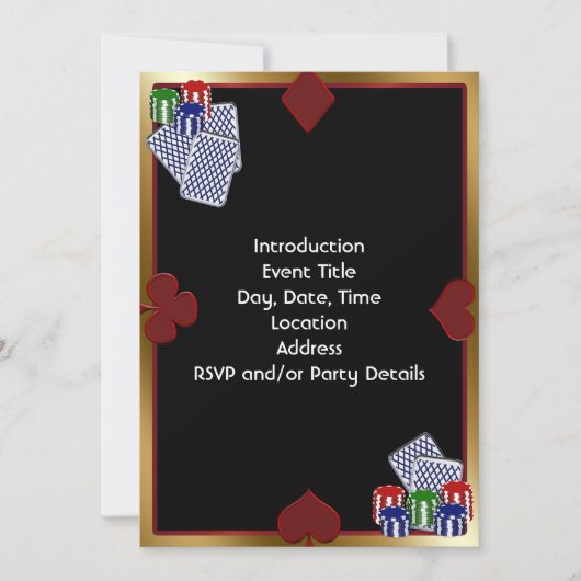 Pokerfeest Uitnodiging Template (Voorkant)