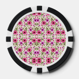 Pokerfiches met een levendig roze bloempatroon  poker chips