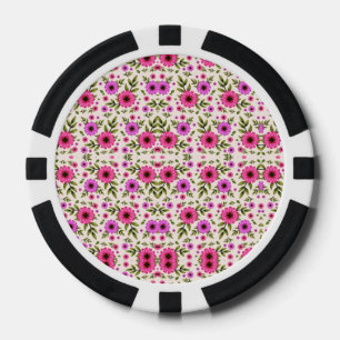 Pokerfiches met een levendig roze bloempatroon poker chips