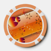 Pokerfiches met oranje abstract ontwerp poker chips (Achterkant)