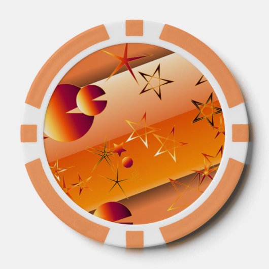 Pokerfiches met oranje abstract ontwerp poker chips (Voorkant)
